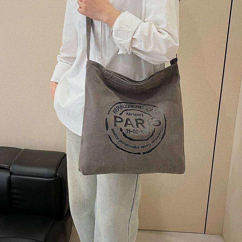 Canvas large capacity crossbody zipper handbag, tote underarm shoulder bag, women's commuting bag