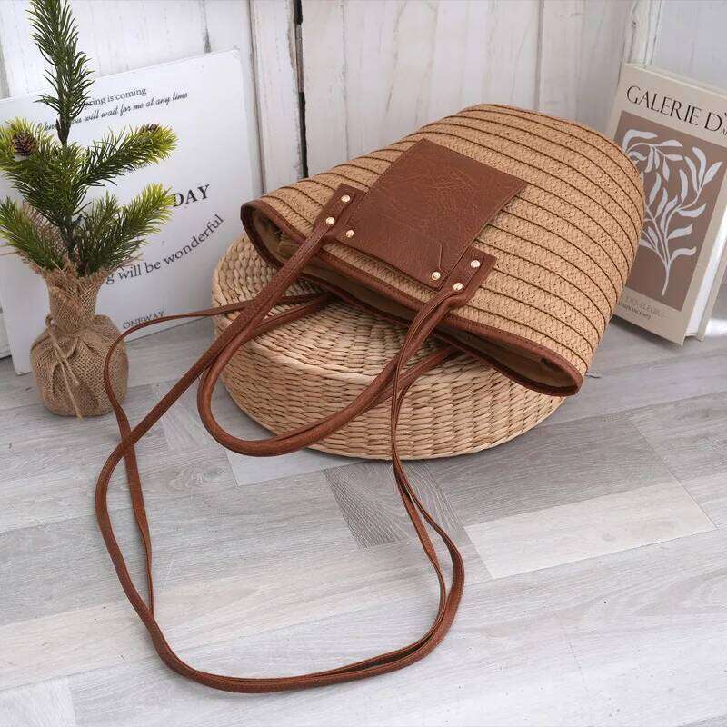 Fashionable New Large Capacity Shoulder Bag, Handwoven Vacation Style Casual Women's Versatile Handbag XJ260131