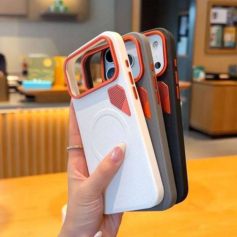 Business Magnetic Magsafe Phone Case For iPhone 17 Pro Max 17Pro 17Air High Quality PU Leather CPU Heat Dissipation Vent Cover H260131