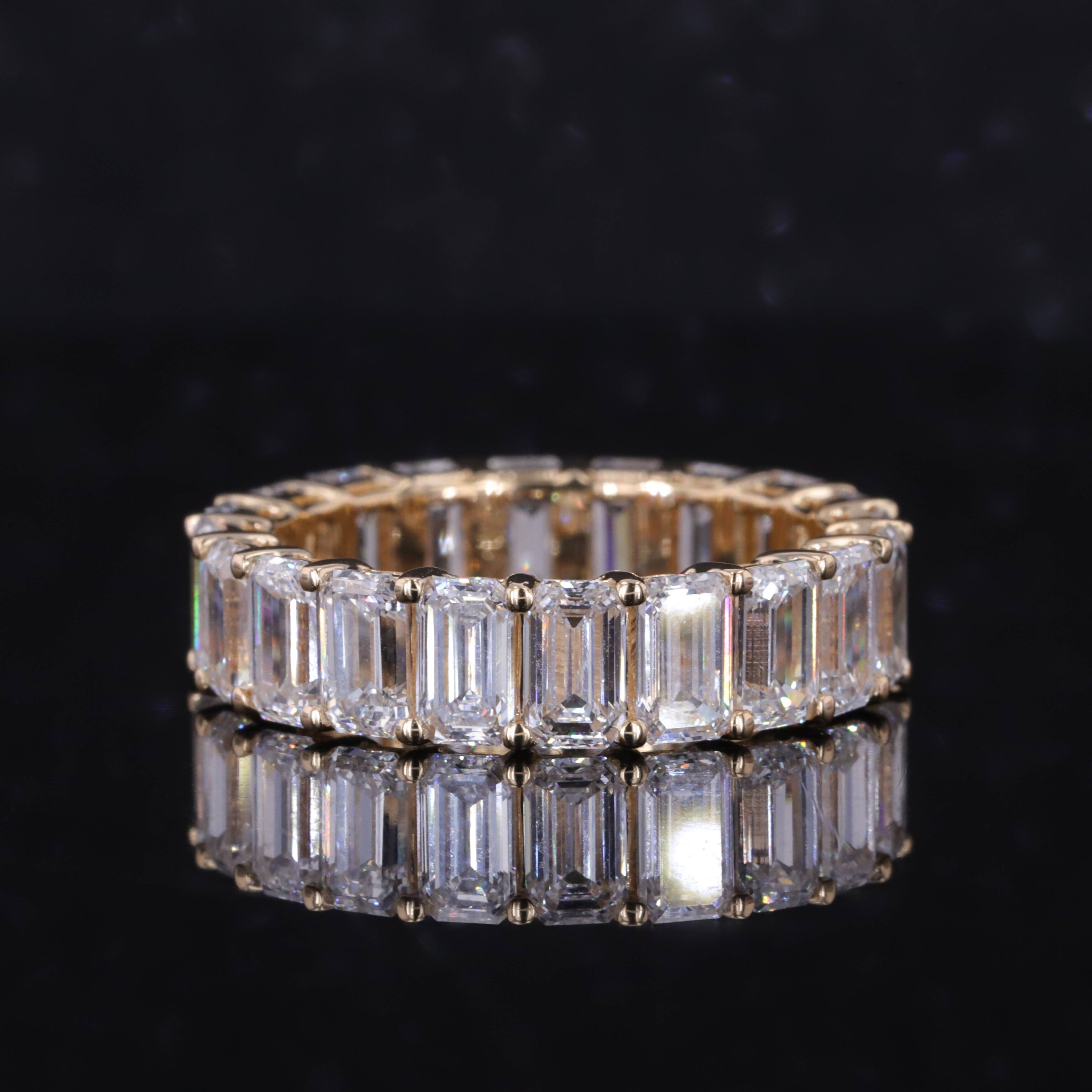CVD HPHT Diamond Ring 18k Lab Diamond Ring Stone Jewellery Wedding Band Emerald Cut Cultured Diamond Eternity Band