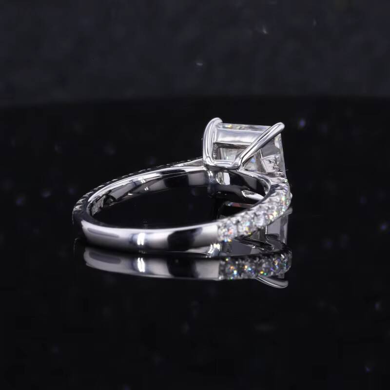 Starsgem Au750 18k Solid White Gold Princess Cut DEF Color Moissanite Fashion Ring Jewelry for Engagement