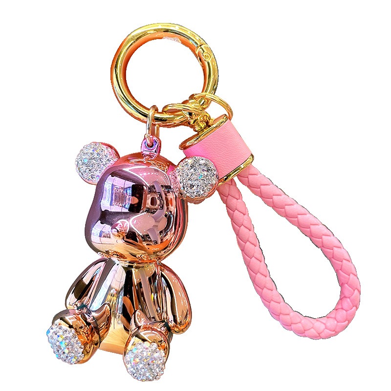 Designer Luxury Rhinestone Bear Keychain for Women, Electroplated Cute Bear Car Keyring Bag Charm, Ideal Birthday Gift 2026
