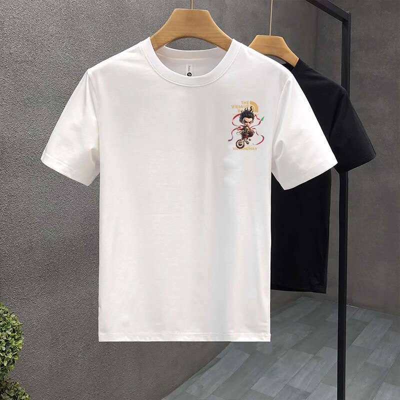 National Heavyweight Printed Short T-Shirt For Youth Men And Women Summer Ins Trend Brand Nezha Top Loose Round Neck Half Sleeve Luanyun Luanyun