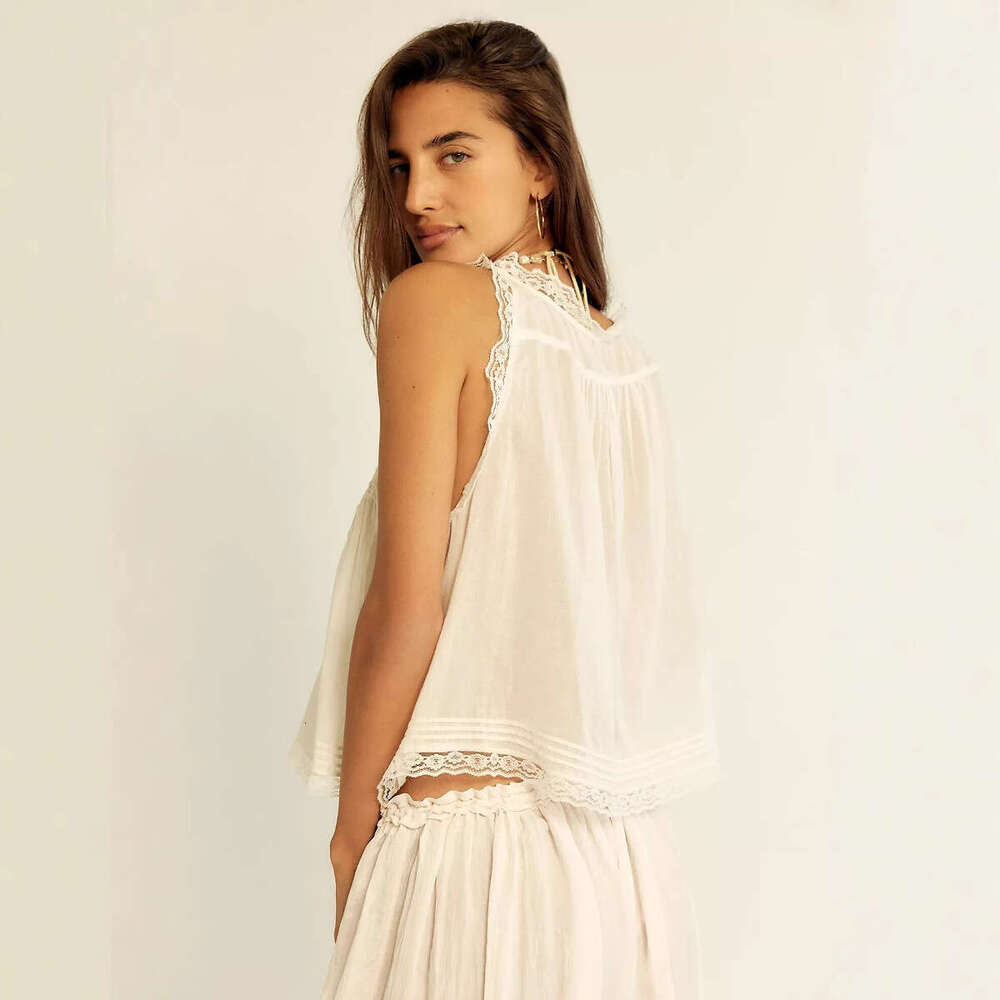 European and American Cross-Border 101.3kg Piece Women's Outfit Nine-Point Pants with Lace Trim Vest Y2K Casual Set