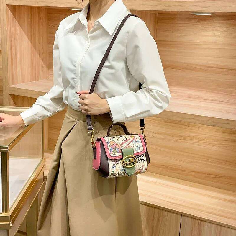 Light luxury brand women's graffiti handbag 2025 spring/summer new high-end fashion multifunctional designer shoulder crossbody