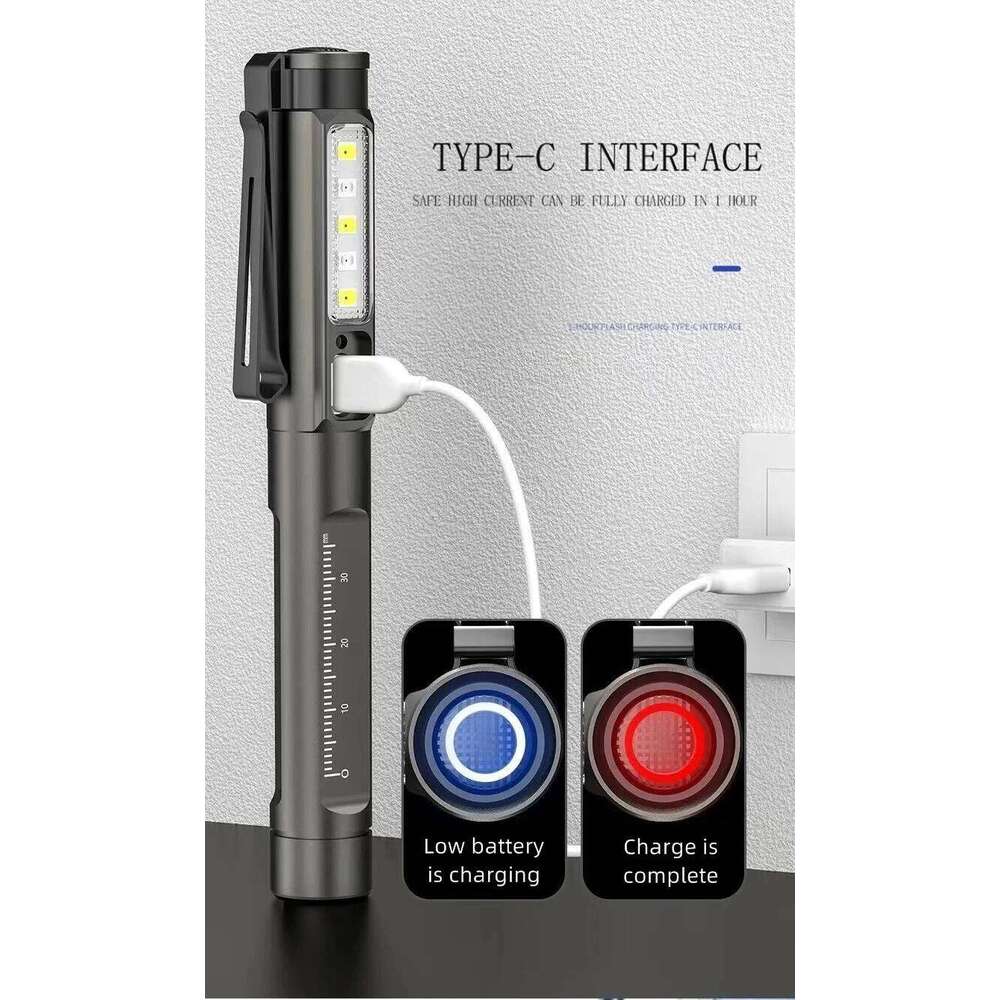 2in 1 Pen light White Warm Led Eye/Mouth Check Penlight USB Rechargeable Work Camping Hiking Travel Pocket Lighting Flashlight H260131