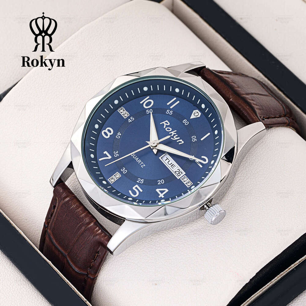 Dual Calendar Men's Waterproof Luminous Leather Strap Watch