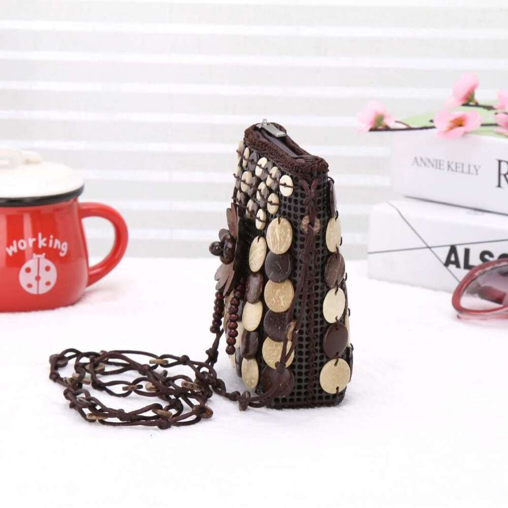 Crossbody Single Shoulder Coconut Shell Beaded Phone Coin Purse Ethnic Women's Bag For Tourist Attractions Dropshipping