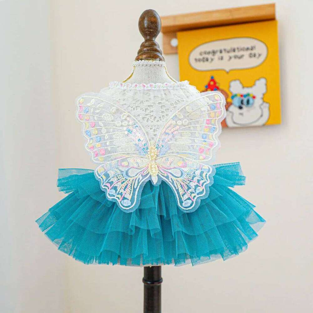 Princess Dress Butterfly Lace Costumes For Dog Chihuahua Yorkie Clothes Wedding Party Cooling Vest With Rose Bows Tutu Skir H260129