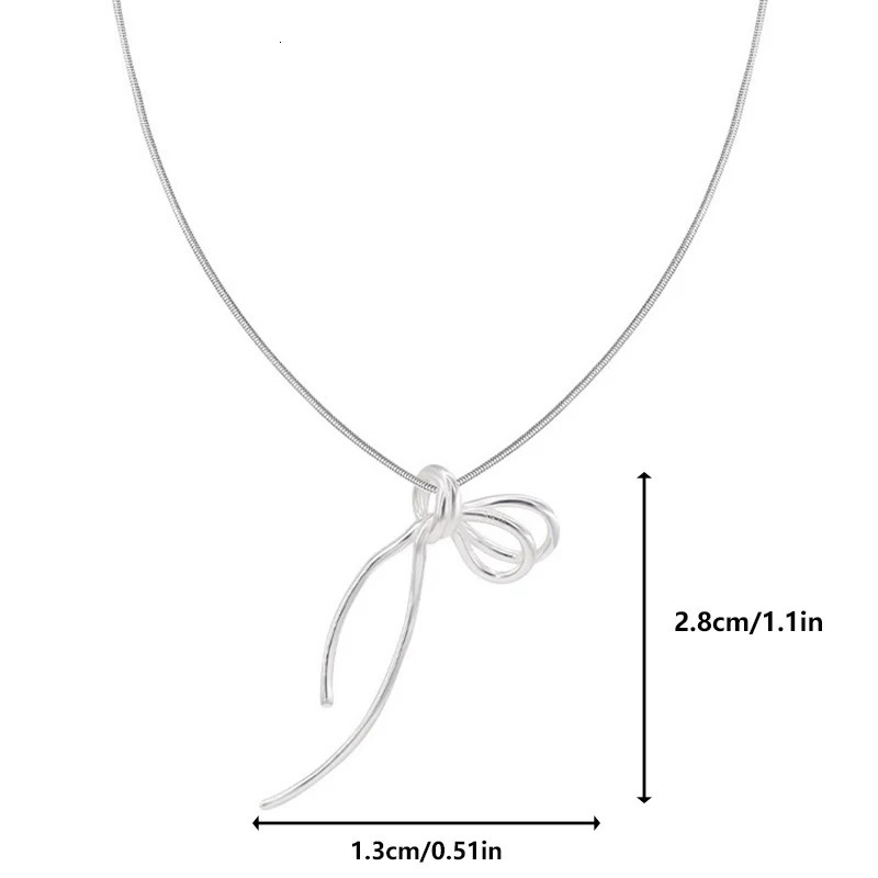 925 Sterling Silver Bow Necklace Simple Personality Charm Geometric Pendant Choker Birthday Gift for Women Exquisite Jewelry 260128