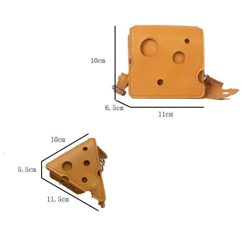 Mini PU Leather Bags Cute Earphone Lipstick Purses Handbags Crossbody Shoulder Bag Women's Triangle and Square Cheese Shaped