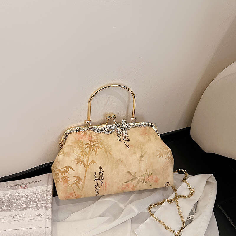 2026 New Chinese Gold Printed Hanfu Retro Versatile Qipao Chain Ancient Style Bag For Women MASA