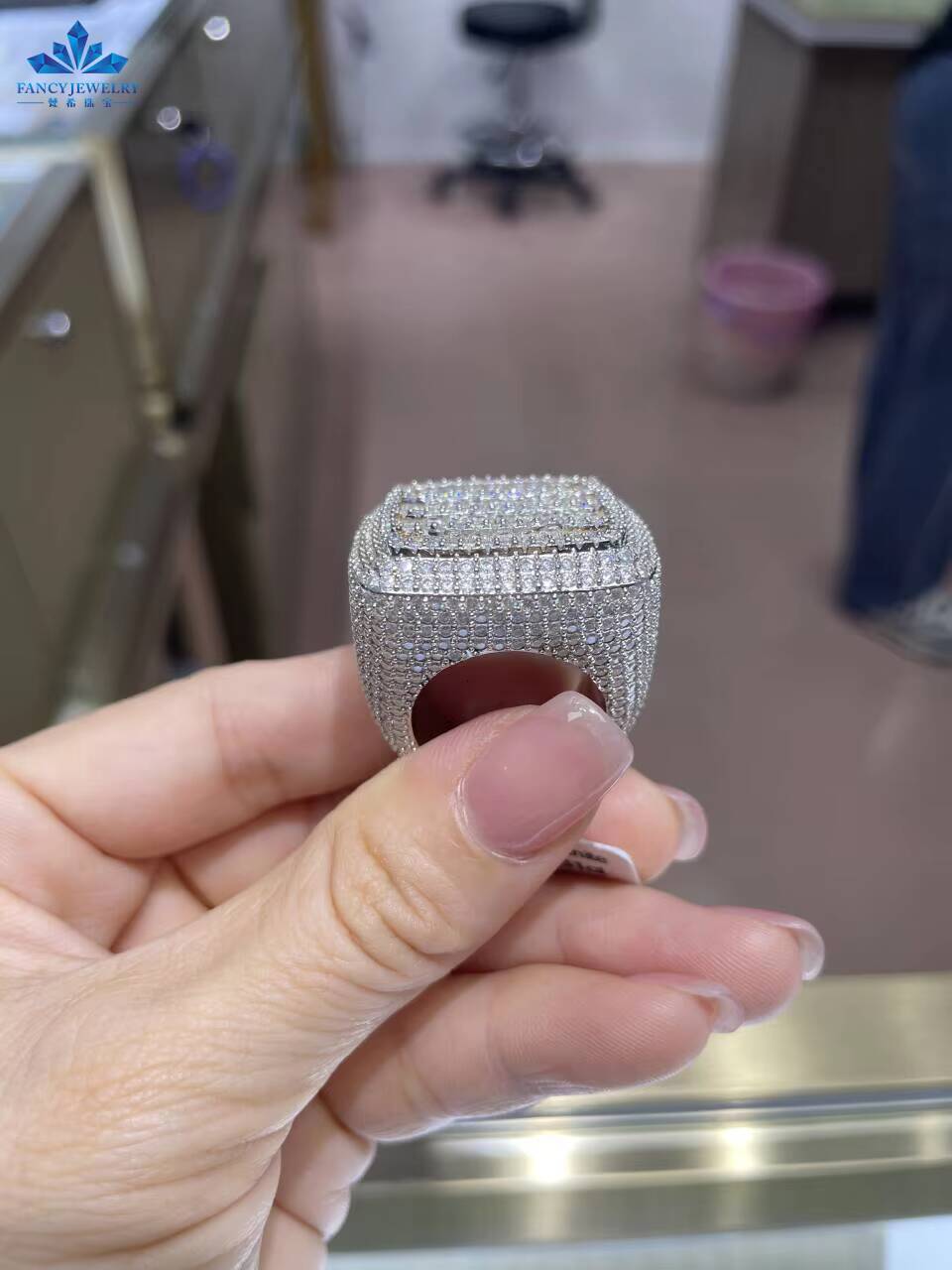 2026 Hiphop Men Women Fine Jewelry Iced Out Gold Plated 925 Sterling Silver VVS Moissanite Diamond Baguette Ring With GRA Certificate