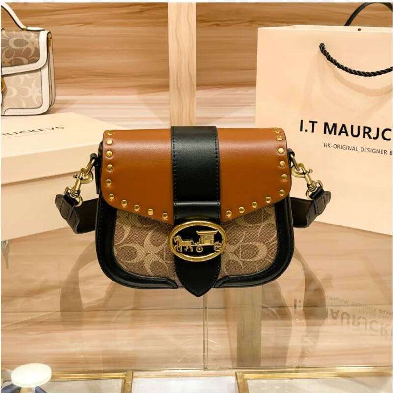Brand light women's handbag 2025 new retro high-end color contrast designer luxury shoulder crossbody bag fashion