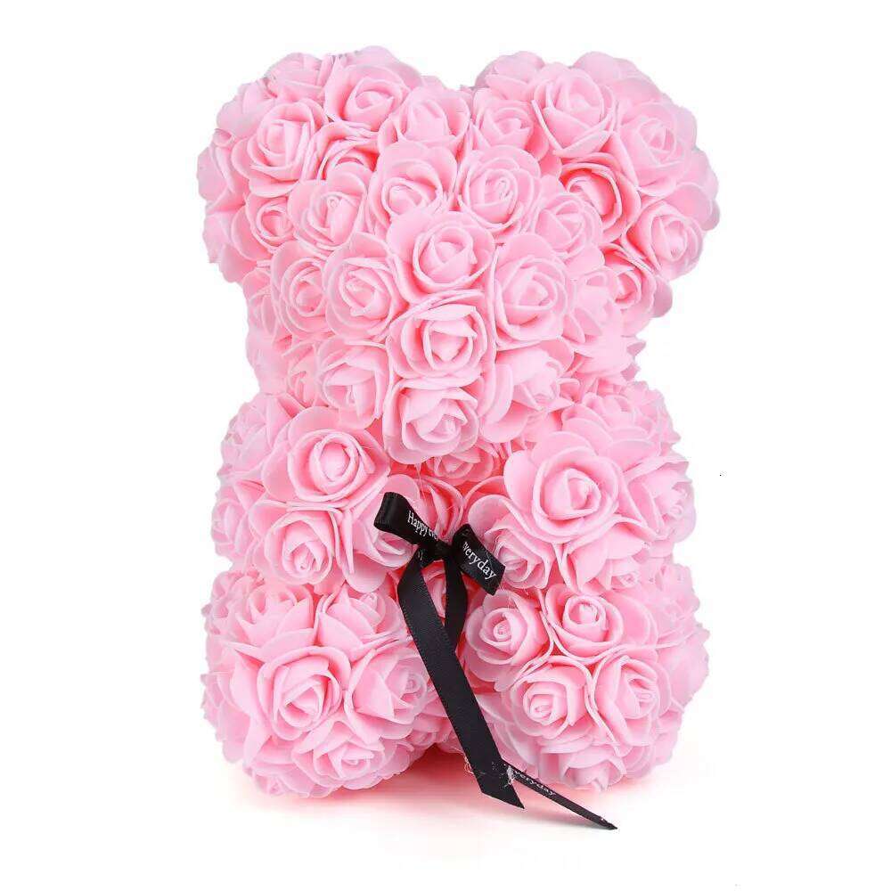 25cm Foam PE Rose Flower Bear Pvc Box Valentine's Day Gift Supplies Wedding Party Decoration Y260131