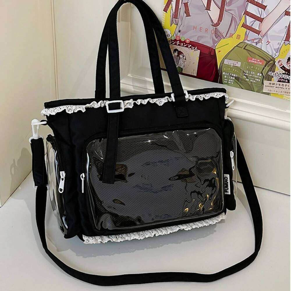 Japanese Ins Soft Girl Shoulder Y2K JK Uniform Transparent Ulzzang Ita Student Commuting Tote Bag Bolsos Para Mujer