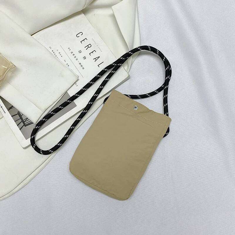 Japanese nylon small shoulder solid color vertical version mobile phone casual simple coin purse headphone bag