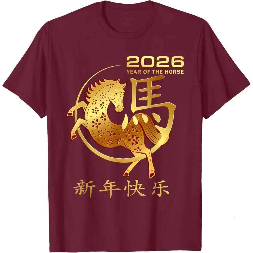 Lunar Happy Unisex Tshirt Chinese New Year of The Horse 2026 T-Shirt Women Men T Shirt Street Fashion Streetwear Tops C260131