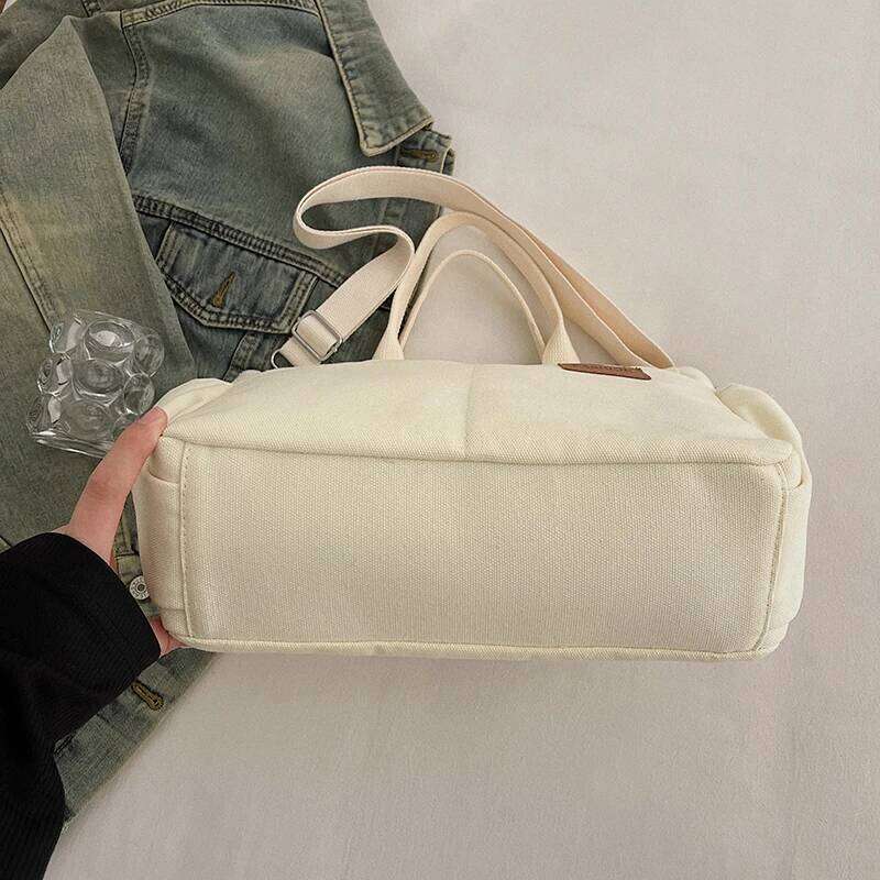 Large canvas tote bag handbag women, new vintage style, suitable for daily commuting, large capacity backpack, shou