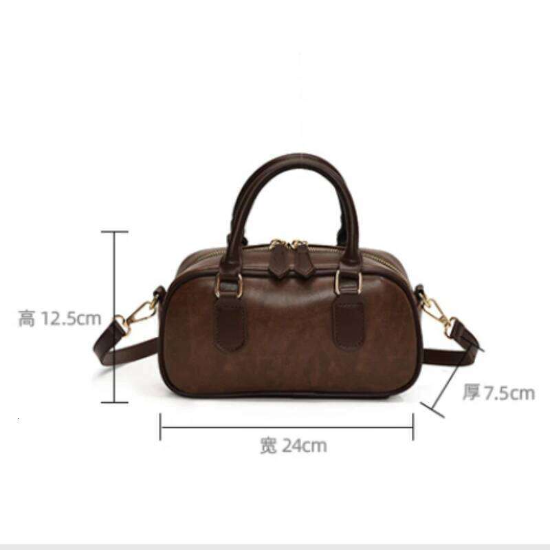 Faionable Bowling Women's Handbag Retro Oulder Bag Korean Sle Autumn Winter New Arrival Soft PU Leather Pure Color XJ260131