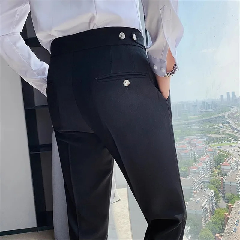 Mens Suit Pants England Style Smart Casual Solid Slim Fit Straight Dress For Men Formal Trousers Clothing 2024 260120