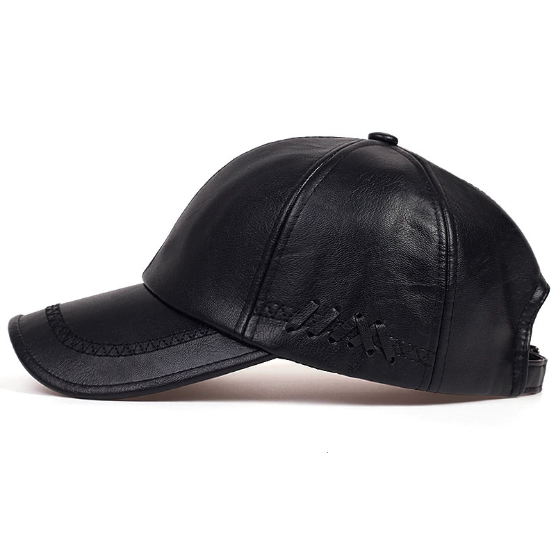 Fashion Solid Winter Leather Baseball Cap Men Autumn Warm Black Bone Masculino Mens hats and Hats gorras 260120