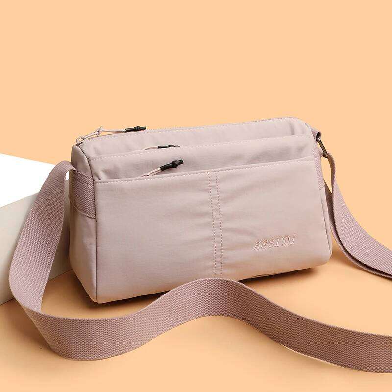 New women's crossbody - water-resistant, ultra-light fabric bag with multiple compartments, small square bag, gender-neutral