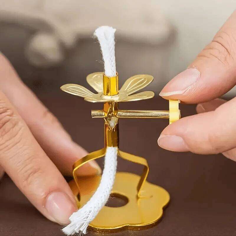 1pc Elegant Golden Candle Holder with Adjustable Wick - Heavy-Duty Candlestick, Tabletop Decor for Home,Office,Wedding, or Hotel Y260131