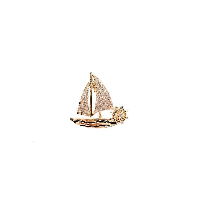 Elegant Small Boat Brooch for Men and Women, Versatile Badge, Smooth Sailing, Anti-Exposure Pin, Suit Lapel Flower Accessory