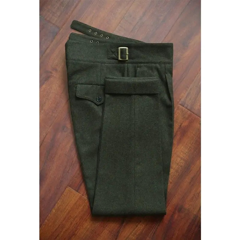 2025 Autumn Winter Men Fashion Long Loose Suit Pants Mens Thick High Waist Woolen Pant Male Solid Color Straight Trousers F321 260120