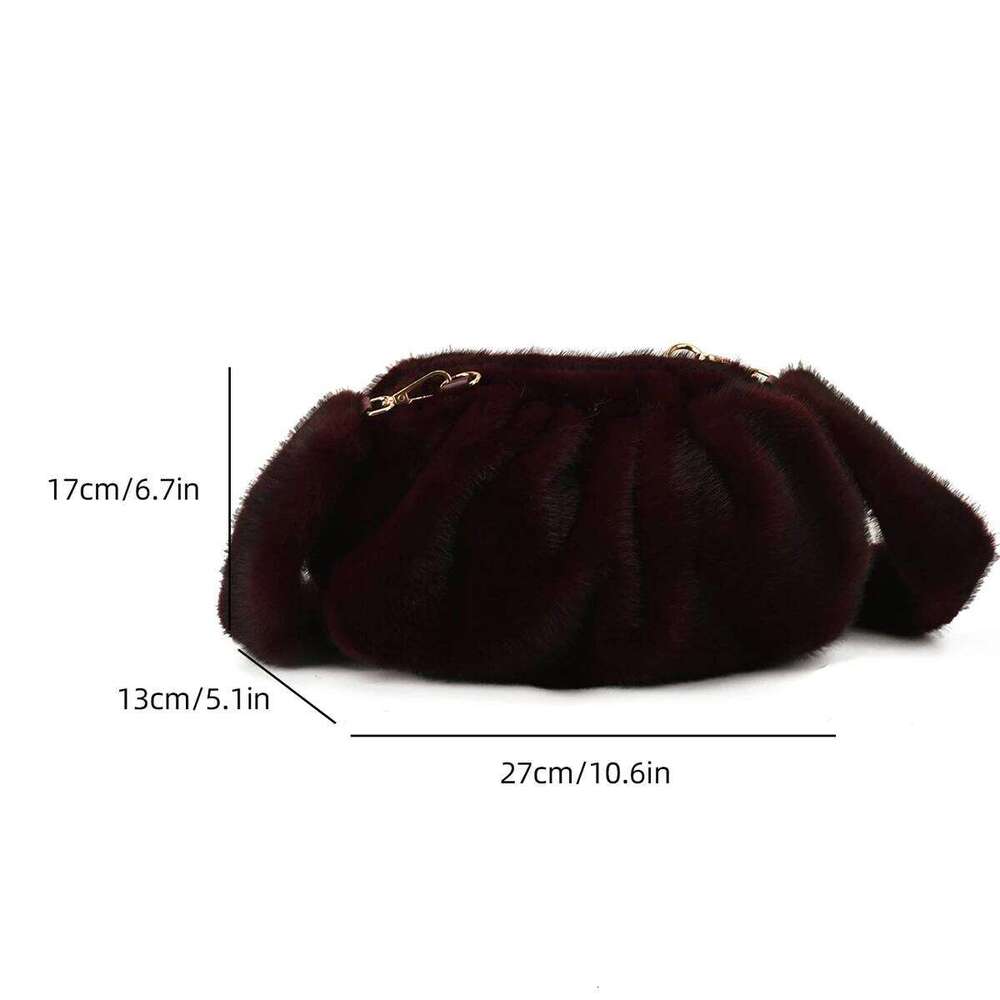 Ladies Casual CrossbodyBag Soft Furry Surface Crinkle Detailing Spacious Interior Removable Shoulder Strap Versatile Commute Bag XJ260131