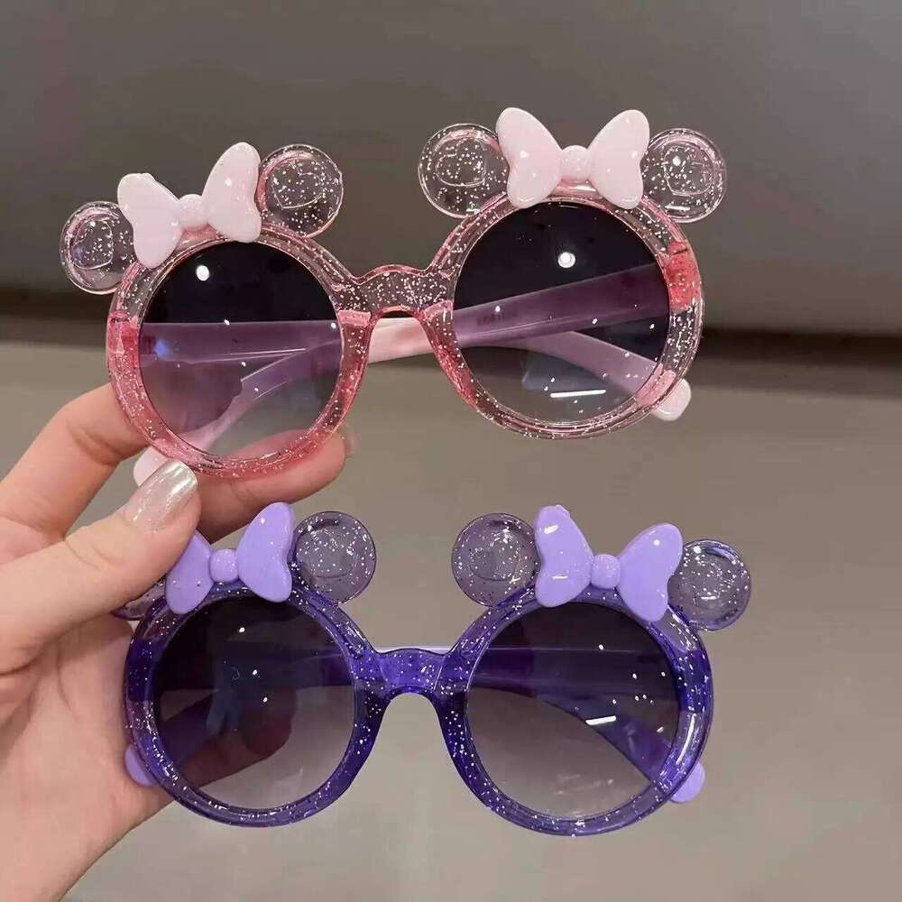 New Cute Crystal Bow Girls Children Sunglasses Fashion Trend Personalized Cartoon Sun Glasses Kids Shiny Eyewear H260130