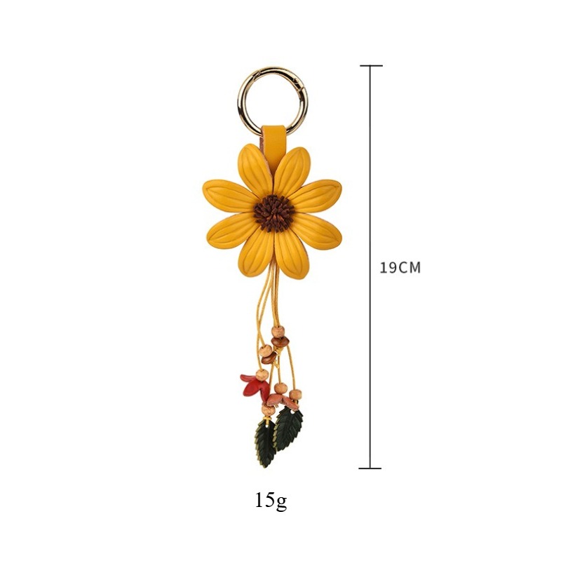 Couple birthday gift Gifts Keychain Bag Charm Flower Leather Keychain Green Heart Metal Car Keychain Purse Pendant for Women Men Valentine's Day 