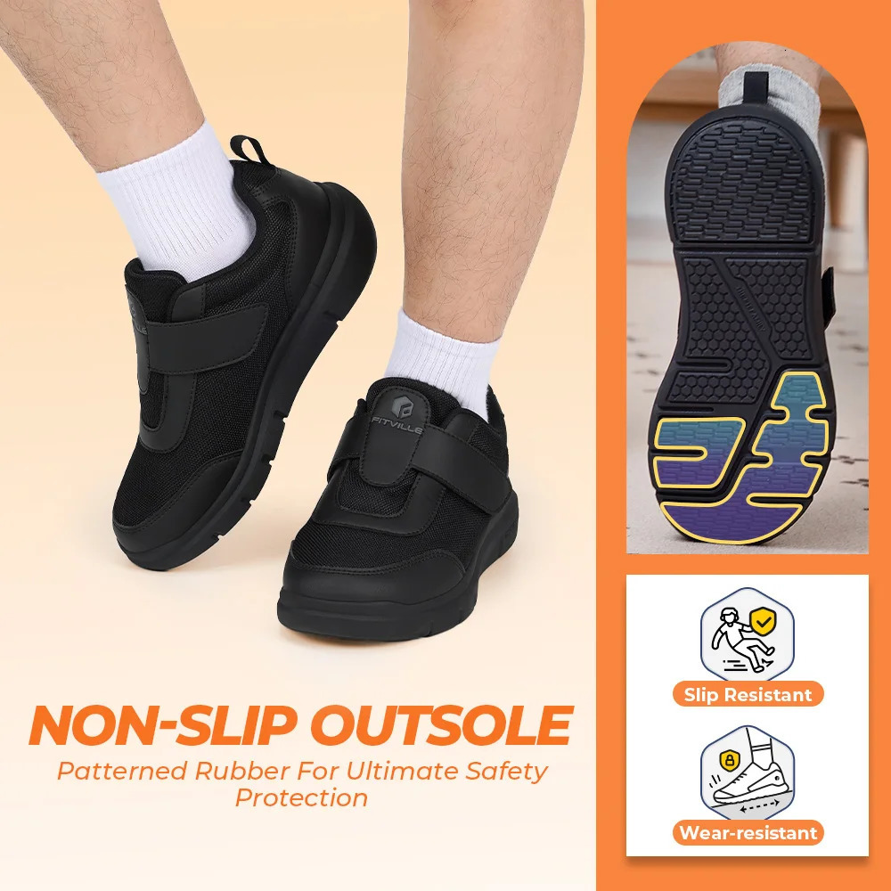 FitVille Diabetic Shoes Mens Extra Wide Width for Swollen Feet Neuropathy Diabetic Pain Relief Lightweight Walking Casual Shoes 260126