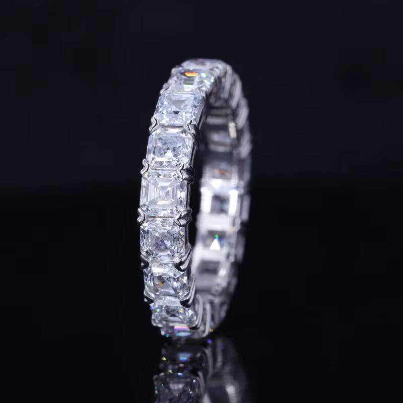 Hip Hop Ring 10k 14k 18k Solid Gold Emerald Cut Lab Grown Diamond Asscher Cut Entenity Ring