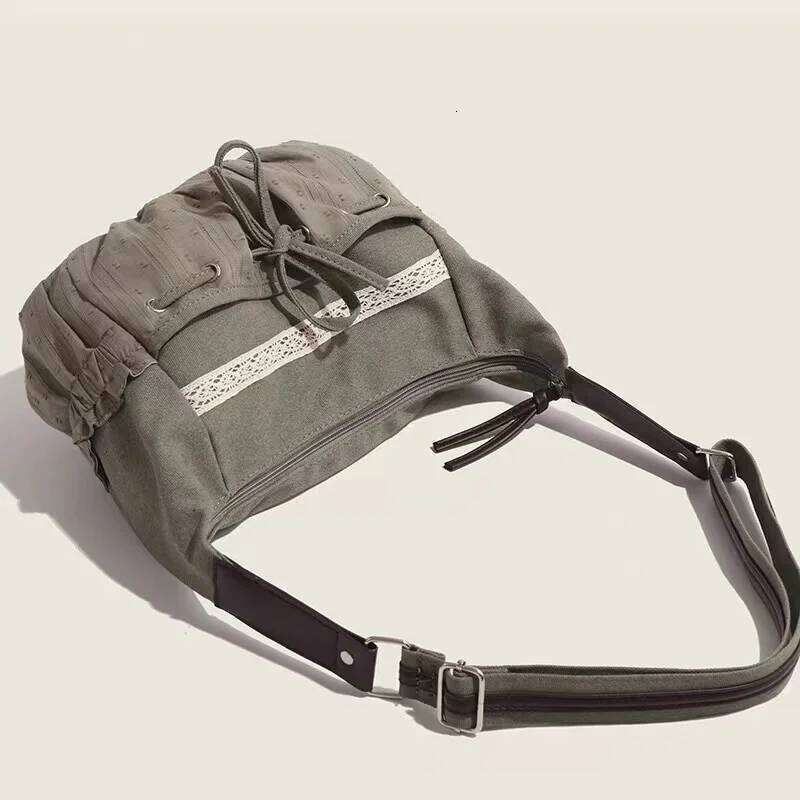 JIAERDI Sweet Cool Bow Canvas Shoulder Bags Women Vintage Drawstring Chic Casual Crossbody Ladies Retro Messenger Bag Bolsos XJ260130