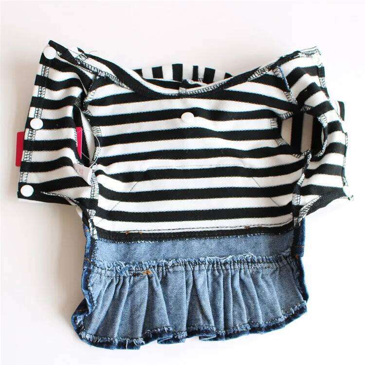 Suspender Spring Autumn Pet Clothes Winter Striped Denim Dress Dog Dresses for Small Dogs H260129
