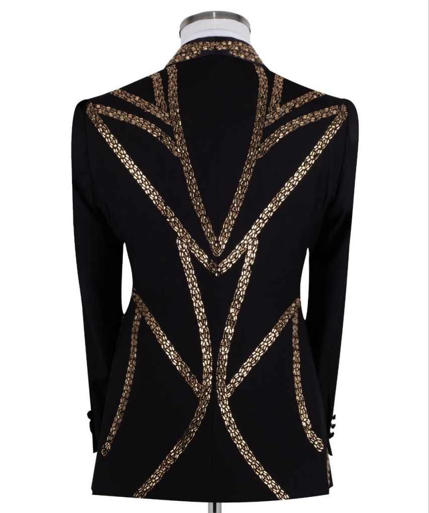 Luxurious Crystals Wedding Suits For Men Shawl Lapel Single Breasted Jacket Sets Classic Fit Business Party 2 Pieces Customized