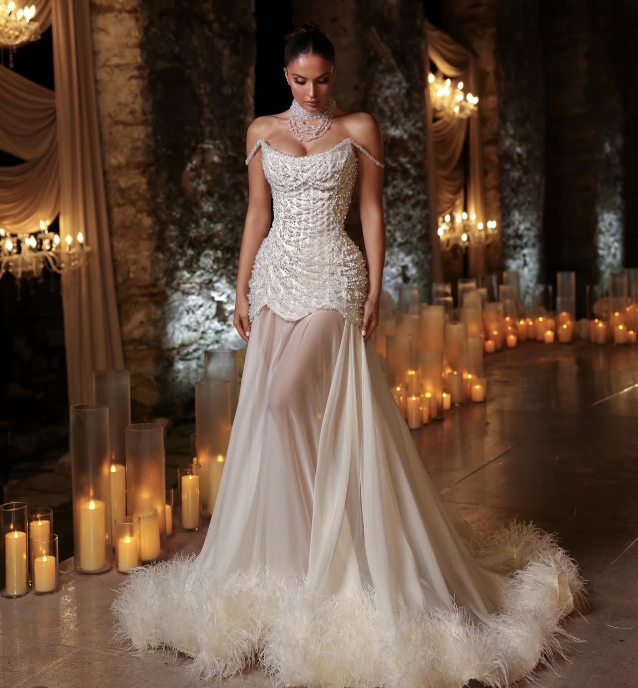 Simple Evening Dresses For Women Off Shoulder Sleeveless Gown Beading Detachable Train Dress Party Customized Dress