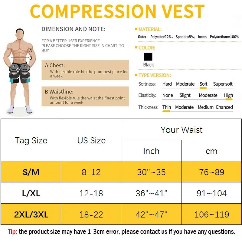 Men Body Shaper Waist Trainer Sweat Vest Compression Shirt Weight Loss Slimming Shapewear Workout Tank Tops Fitness 260108