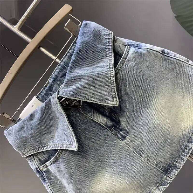 Light Blue Denim Mini Summer 2025 New Design A Word Hip Y2k Skirt XJ260131