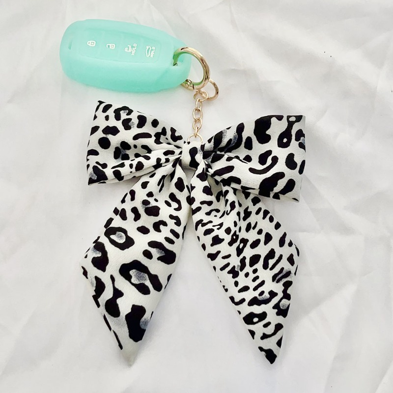 Keychain Print birthday gift Bow Fashion Leopard Fabric Scarf Bag Charm Creative Pendant Exquisite Accessory Ideal Gift for Women
