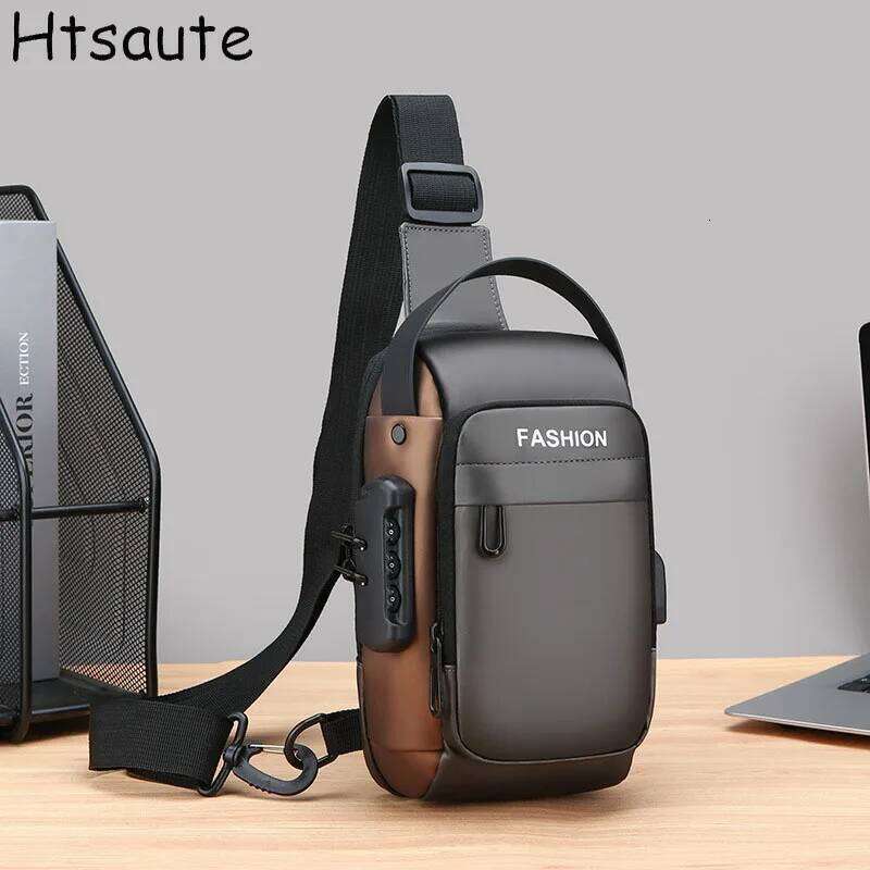 Men Anti Theft Chest Bag Shoulder USB Charging Crossbody Package School Short Trip Messengers Bags Men's Oxford Sling Pack XJ260131