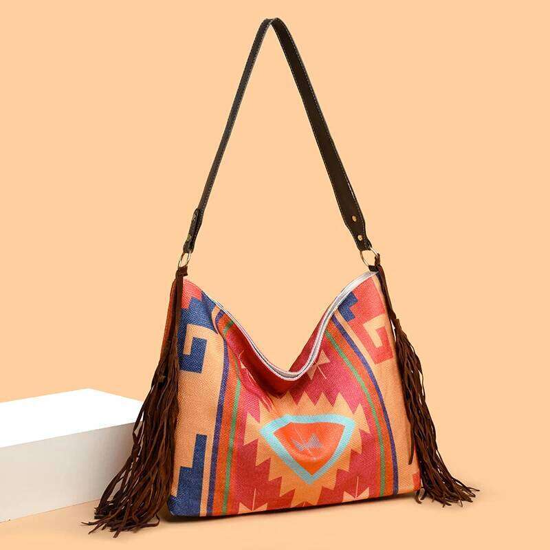Women's Ethnic Style Large Capacity Fringe Casual Shoulder Bag