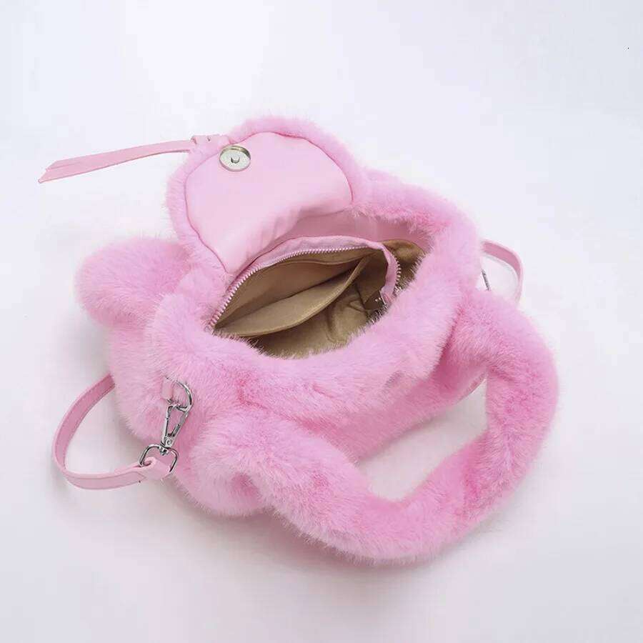 Korean Niche Fuzzy Tote 2026 Fall/Winter New Fluffy Sweet Shoulder Crossbody Bag Commuter Versatile Plush Bags XJ260131