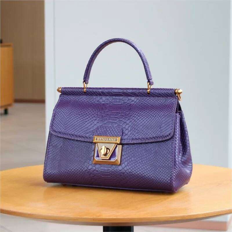 KB Fashion Women's New 2025 Light Luxury Premium Serpentine Lock Heavy Industry Single Shoulder Handbag Double sided Bag