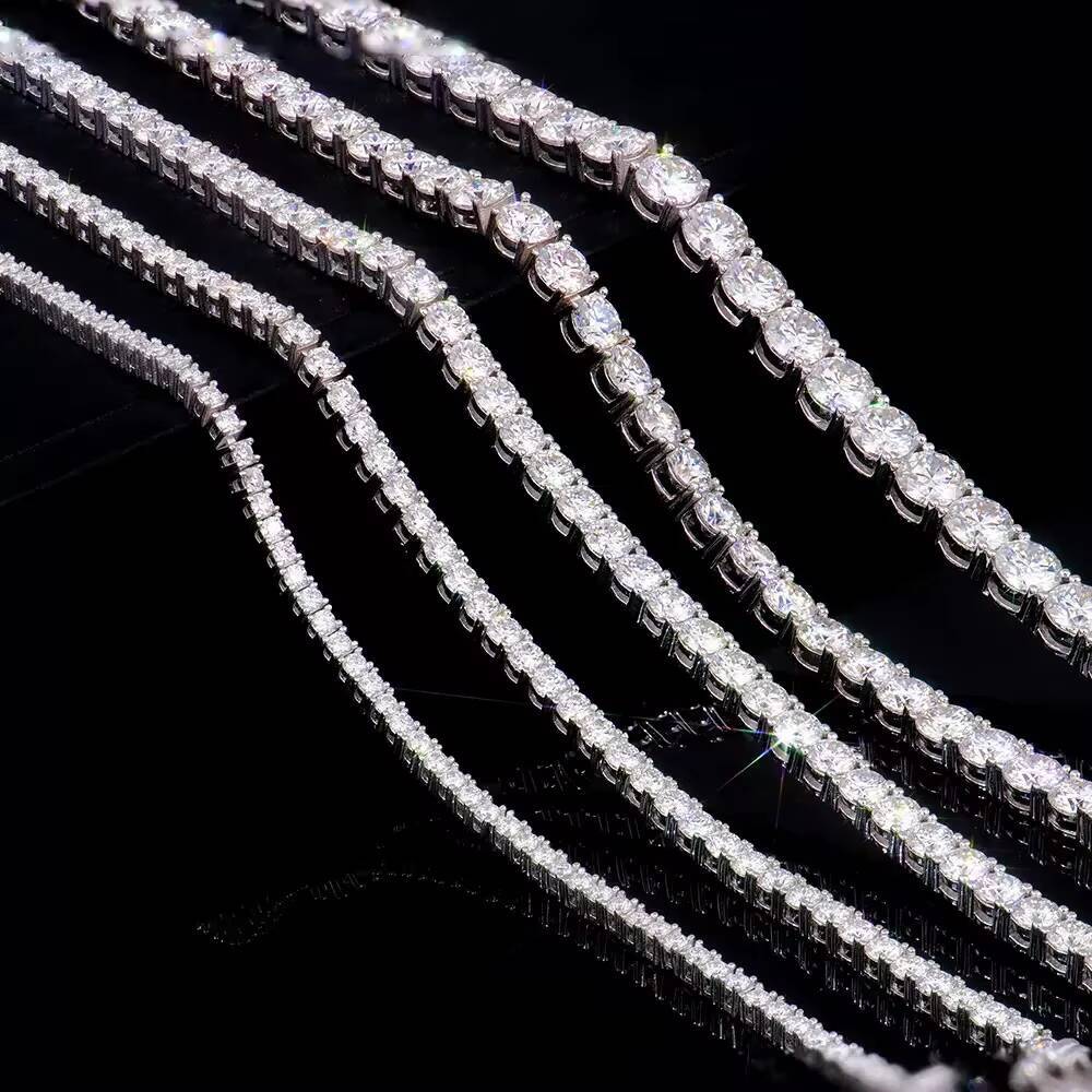 Best Friend Necklaces for 2 S925 Sterling Silver Tennis Bracelet 2-6mm Cross-Border European American Style Inlaid Moissanite