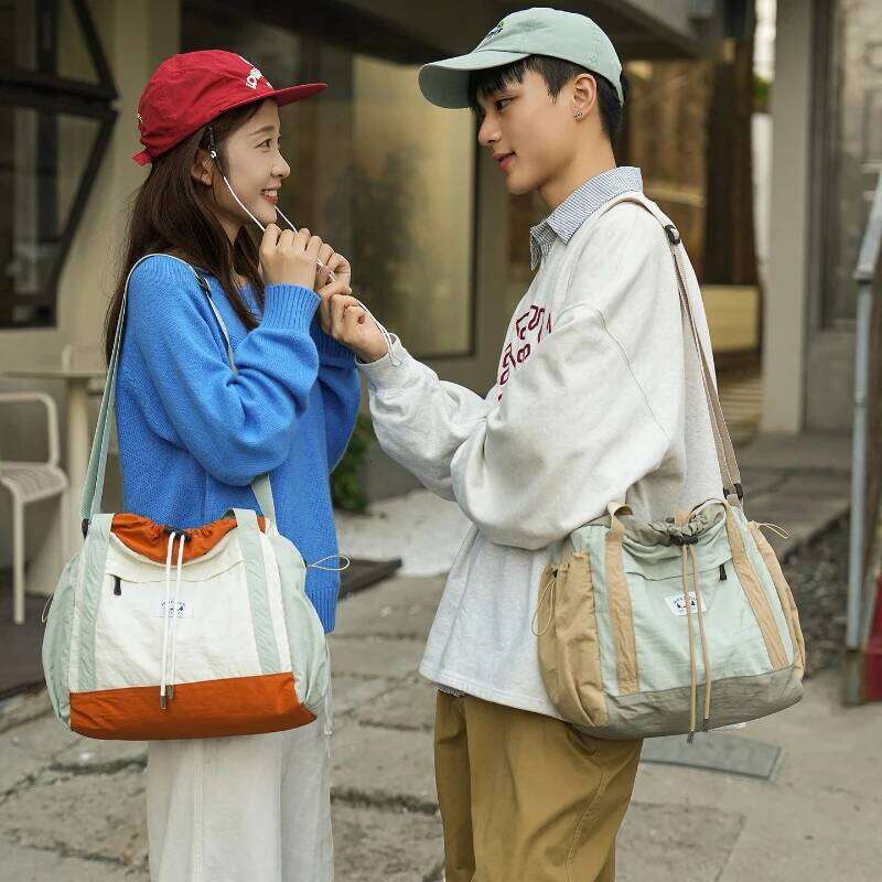 New Winter Texture Versalite Crossbody Bags Large Capacity Color Block Simple Bucket Lightweight Casual Fabric Shoulder Bag XJ260131