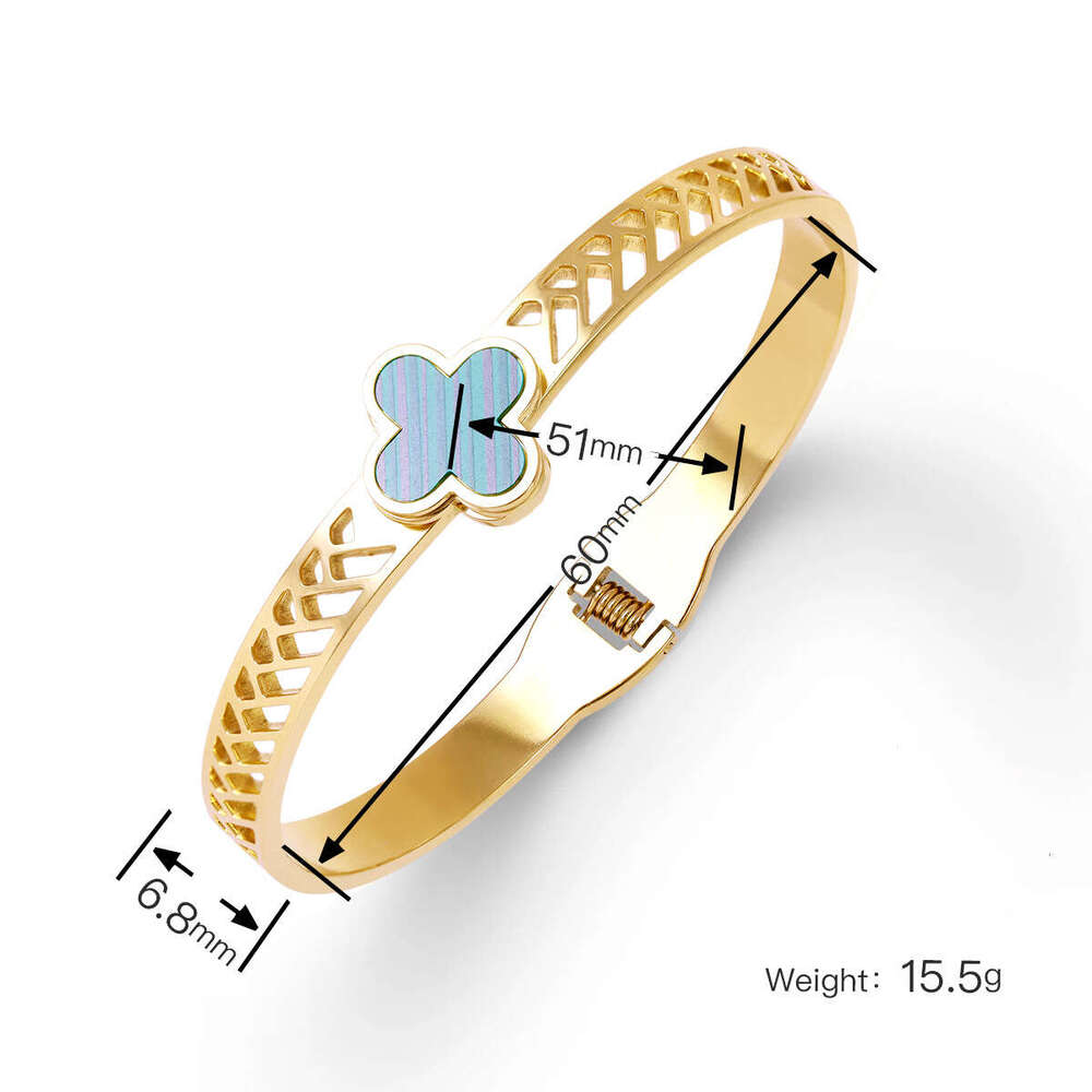designer bracelet European and American Cross-Border Wholesale Shell Simple High-End Feel Non-Fading Jewelry Women's Gold Four-Leaf Clover Titani
