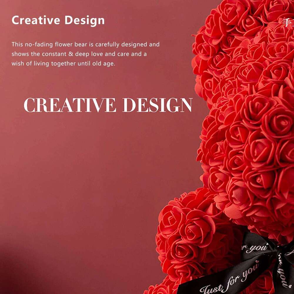 DIY 25 Cm Teddy RoseBear With Box Artificial PE Flower Bear Rose Valentine's Day For Girlfriend Women Wife Wedding Gifts Y260131